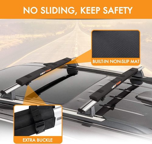 HEYTRIP Roof Rack Pads - 30" Aero Crossbar Pads for Kayak, Surfboard, SUP & Canoe with 15FT Straps & Bag