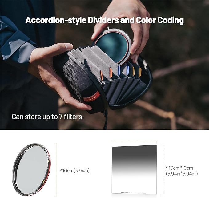 PGYTECH Hard Lens Filter Pouch Up to 100mm, 7 Pockets Camera Filter Bag