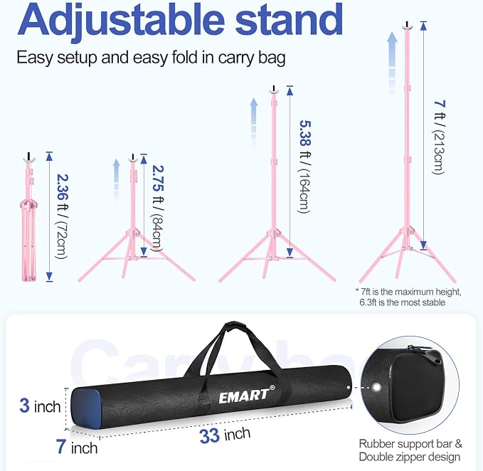 EMART Backdrop Stand 10x7ft Photo Studio Adjustable Background Stand Support kit