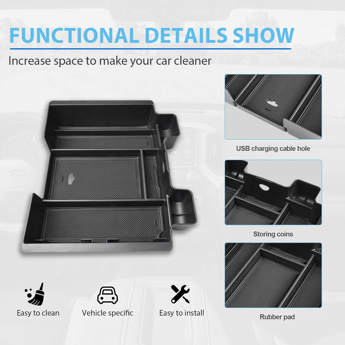 Center Console Organizer for 2019-2022 Chevy Silverado/ GMC Sierra 1500