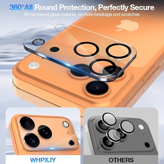 WHPXJY 2025 New Upgrade for 3 pack iPhone 17 Pro Camera Lens Protector-Tempered
