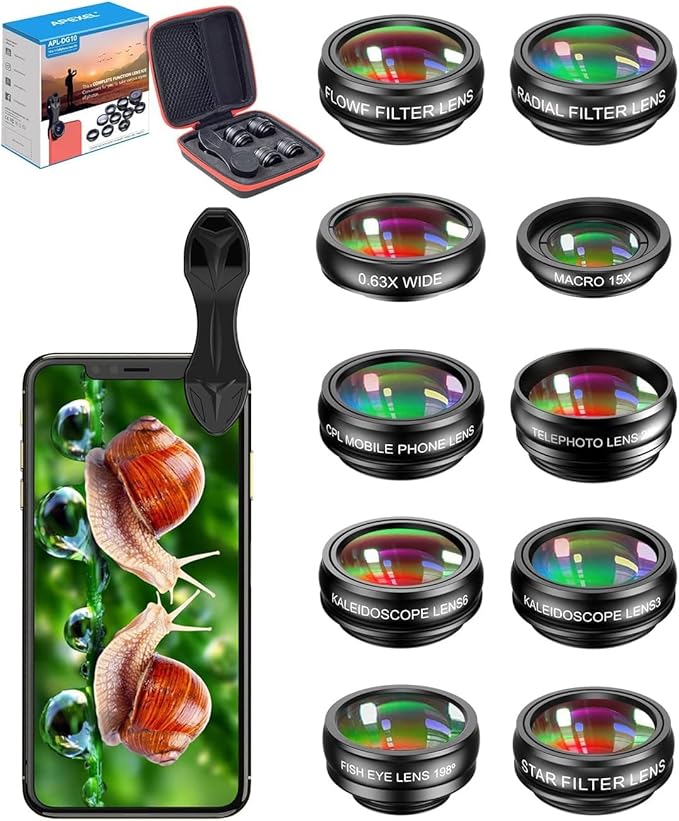 MIAO LAB 10 in 1 Cell Phone Camera Lens Kit, Wide Angle Lens & Macro