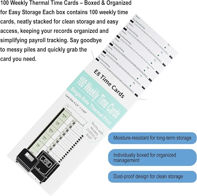 600 E8 Weekly Thermal Time Cards