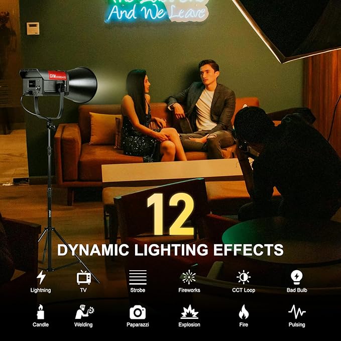 GVM 300W LED Video Light, 221950lux/1m, AIO SD300B Photography Lighting Kit