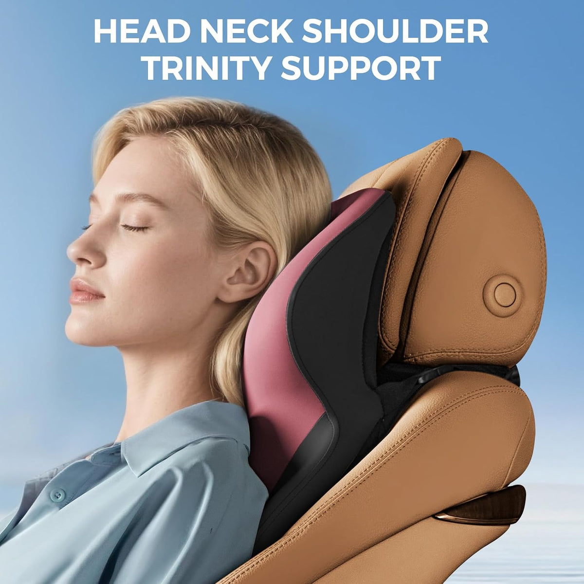 BEBAS Car Headrest Pillow, Ergonomic Neck Pillow with Memory Foam, Enlarged Surface for Head Neck Shoulder Support, Breathable Removeable Car Seat Pillow for Pain Relief(BlackRed, 1 Pack)