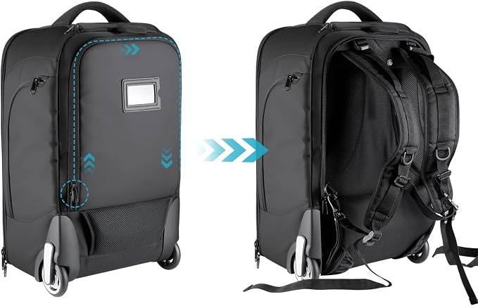 Neewer 2-in-1 Rolling Camera Bag Backpack Suitcase Style Convertible