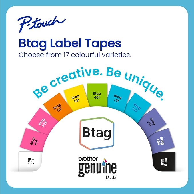 Brother Genuine P-Touch Btag Label Tape, 0.47 in by 13.1 ft