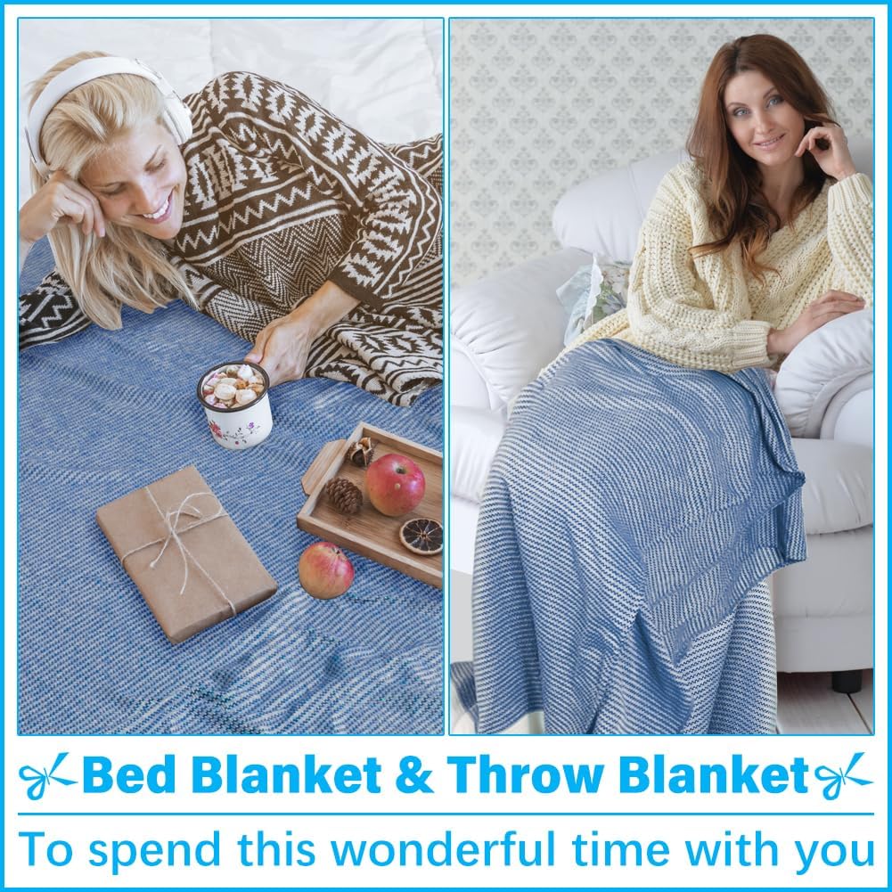 Skiennix Oversized Turkish Beach Towel - XXL Cotton Sandproof Blanket | Boho Woven Design in Blue