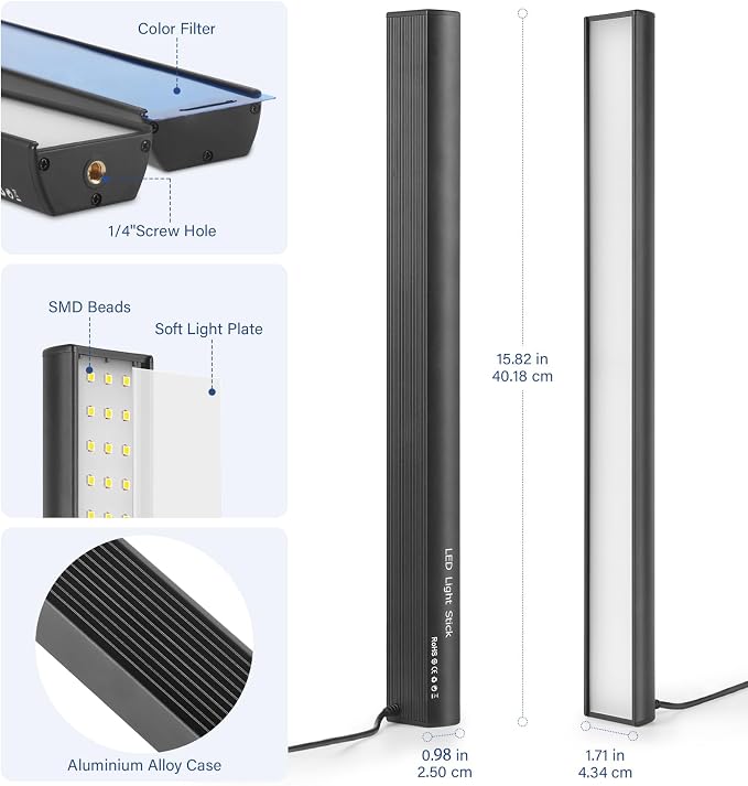 2 Pack LED Video Light Stick