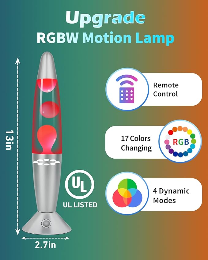 16 Inch Large LED Liquid Motion Lamps with Remote Control, 17 Color Changing Lamp LED Night Light Table Mood Lamp for Living Room Bedroom Office, Christmas Holiday Birthday Gifts for Adults Boys Girls