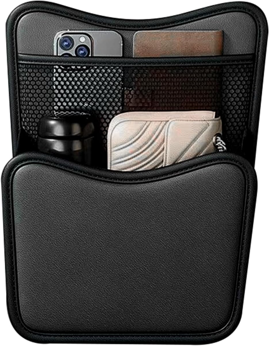 EMTK Car Seat Back Organizer, Black, Mesh Pocket Storage Bag, Reversible Front and Back Placement, 12.99 x 8.86in