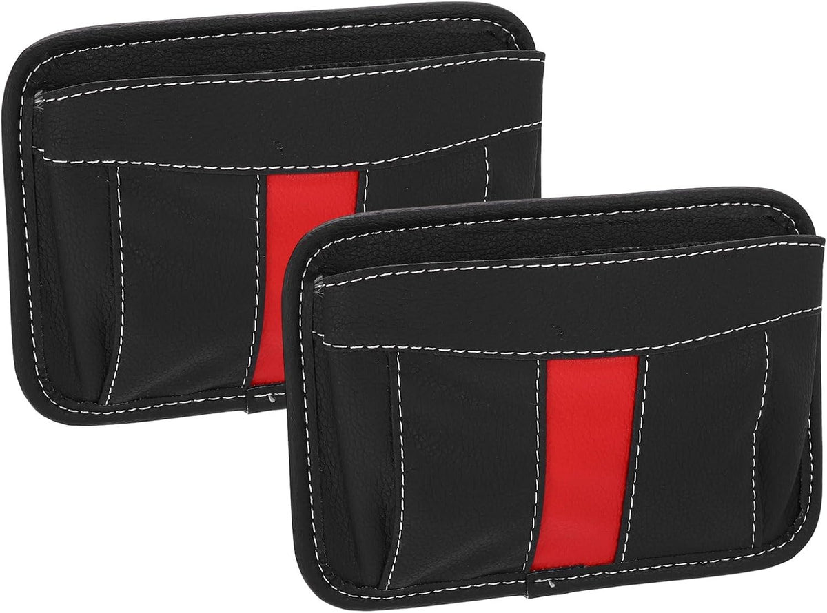HARFINGTON 2pcs Car Seat Side Pocket Organizer PU Leather Auto Door Console Storage Bag Car Seat Gap Filler Multifunctional Car Pocket Pouch for Keys Coins Phone Sunglasses, Black