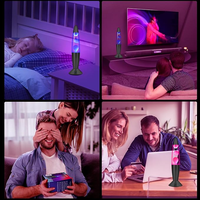 17 Colors LED Liquid Motion Lamps with Remote: 16 Inch Color Changing Lamp Black Night Light for Kids Adults, Relaxing Table lamp Nightlight for Bedroom Office Decor Christmas Thanksgiving Day Gifts