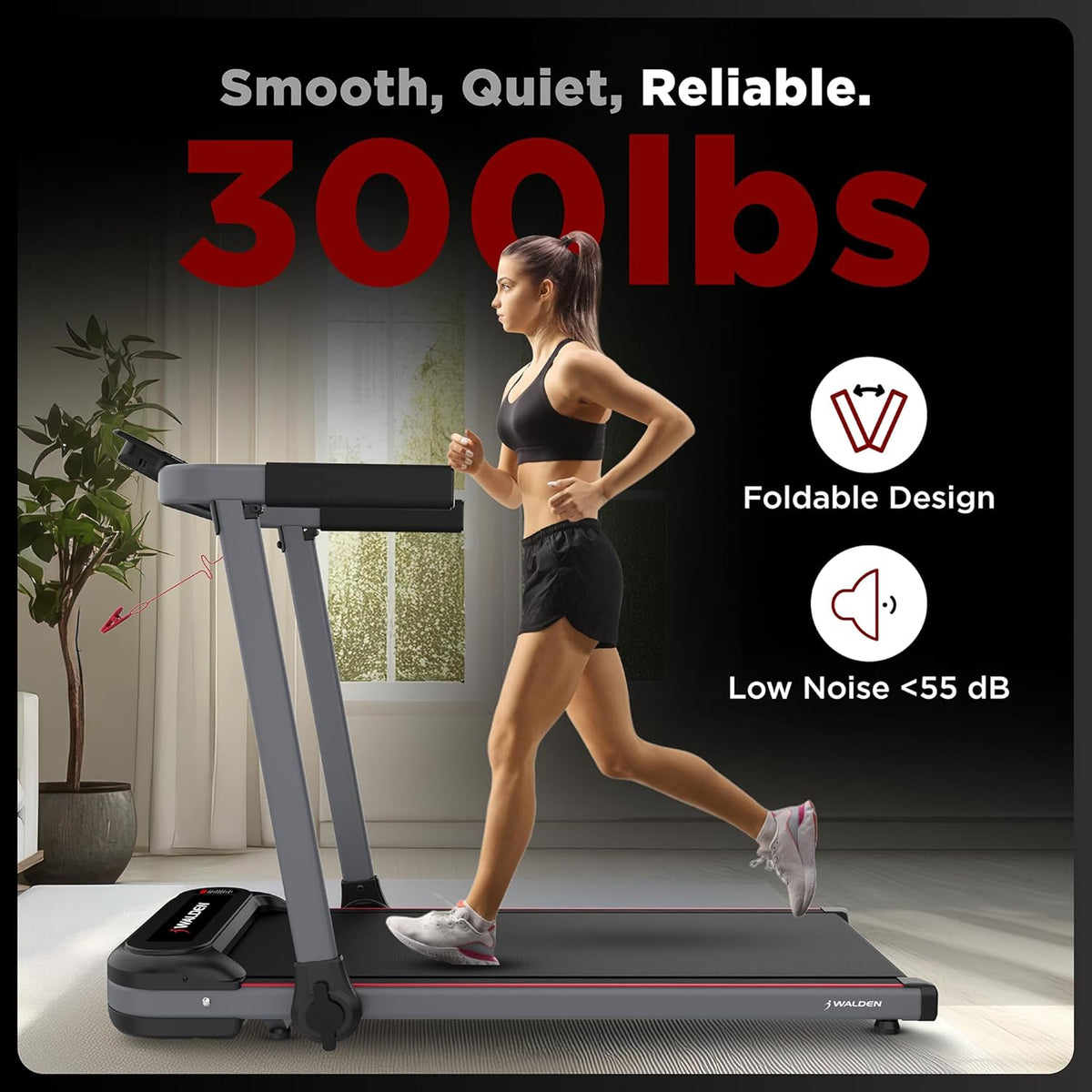 Walden Sports Folding Electric Treadmill - Portable Running Machine with LCD Screen | 6.2 mph Adjustable Speed