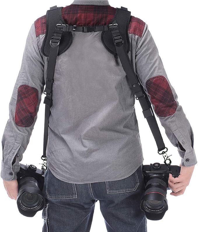 Double Shoulder Camera Strap Harness Quick Release Adjustable Dual Camera