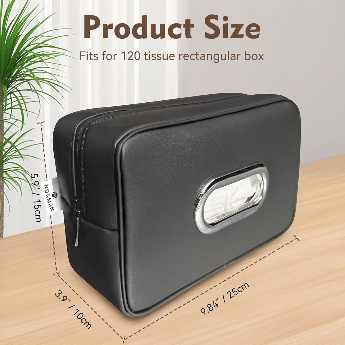 Noaman 2Pack Car Tissue Holder Leather, Car Kleenex or Napkin Holder Black