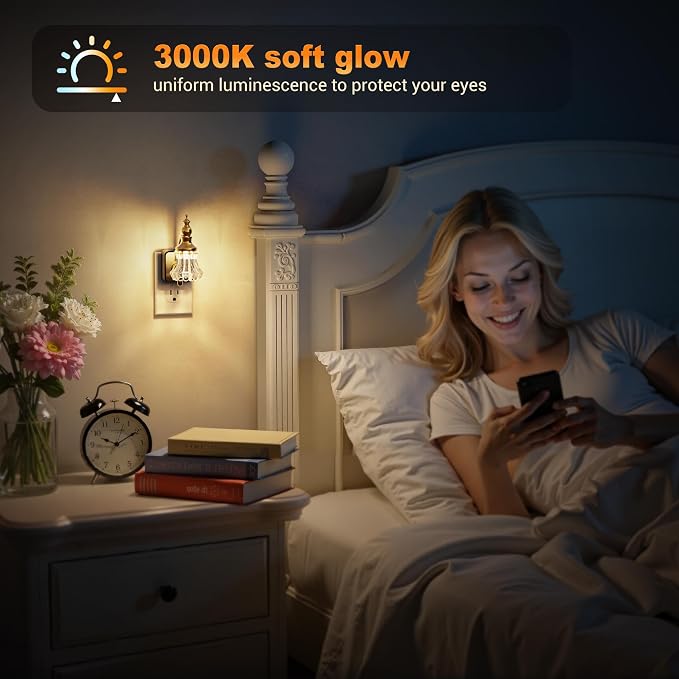 JandCase Night Light, Night Lights Plug into Wall, Glass Flower LED Nightlight