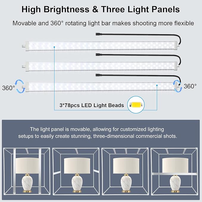 PULUZ 32"x32" Large Photo Studio Light Box, 90W 14000LM High CRI95+ Lighting