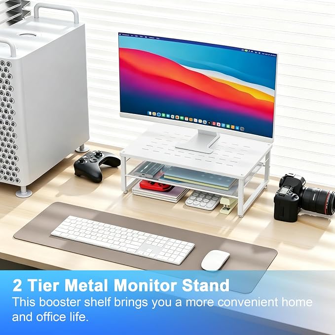 gianotter 2-Tier Metal Monitor Stand Riser, Desk Accessories & Workspace Desk