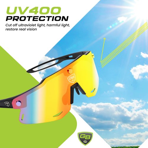 GB Eyeblack GB MAGS Magnetic White Frame Set Polarized Sports Sunglasses Cycling Sun Glasses for Men Women with 3 Interchangeable Lenses for Running Cycling Baseball Golf Driving