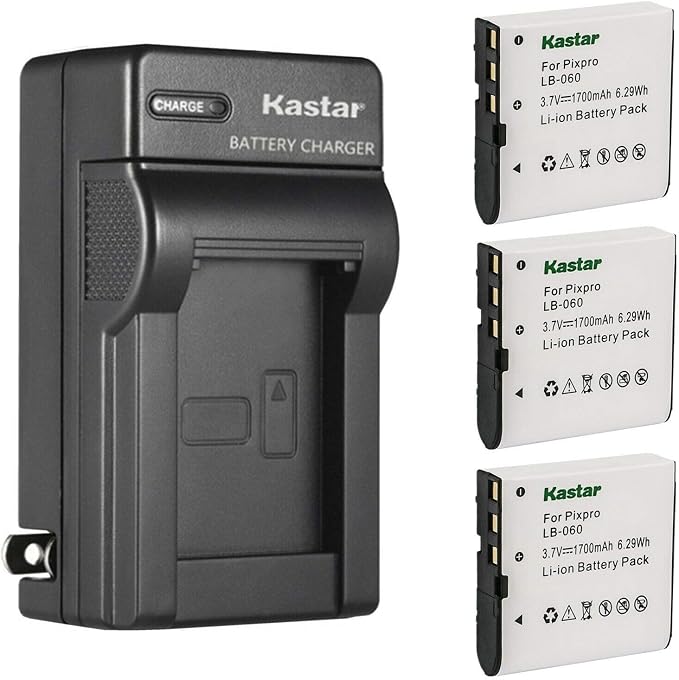 Kastar 3-Pack Battery and AC Wall Charger Replacement