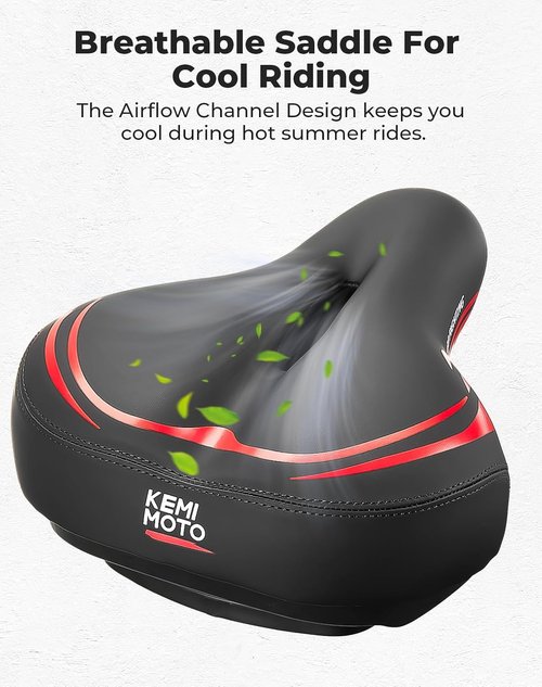 KEMIMOTO Bike Seat Cushion - Comfortable Foam Padded Saddle for Men & Women | Ideal for Touring & Commuting