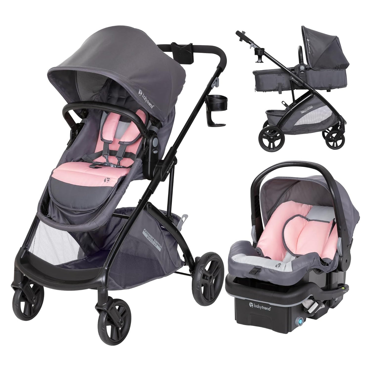 Baby Trend Passport® Switch 6-in-1 Modular Stroller Travel System with EZ-Lift™ Plus Infant Car Seat, Dash Pink