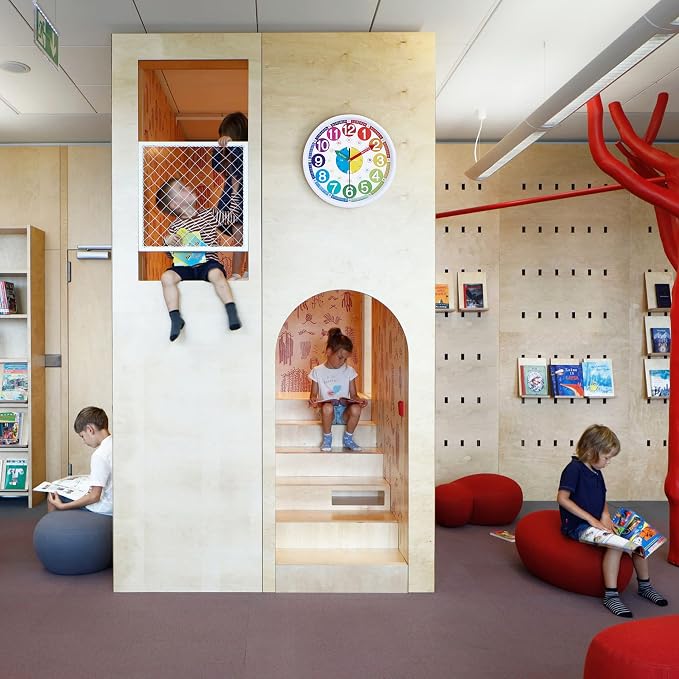 Lafocuse 12 Inch 3D Numbers Silent Kids Wall Clock, Learn to Tell Time Clock