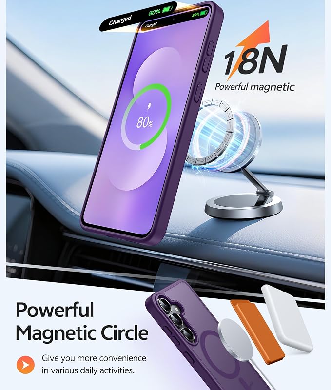 FNTCASE for Samsung Galaxy S25 FE Case: Magnetic Translucent Matte Military