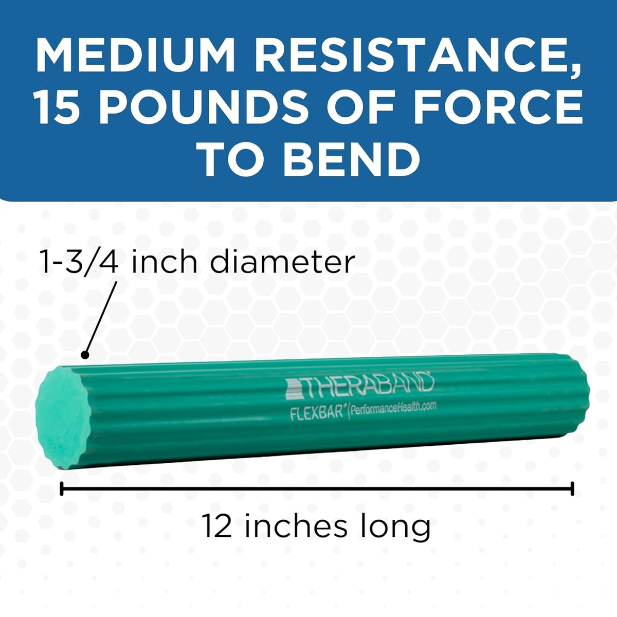TheraBand FlexBar Resistance Bar - Medium Green Therapy Bar for Wrist & Forearm Exercises