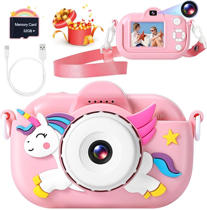 Kids Camera for Toddler Girls Boys Aged 3-9, YEEHAO 32MP Kids Toys Digital