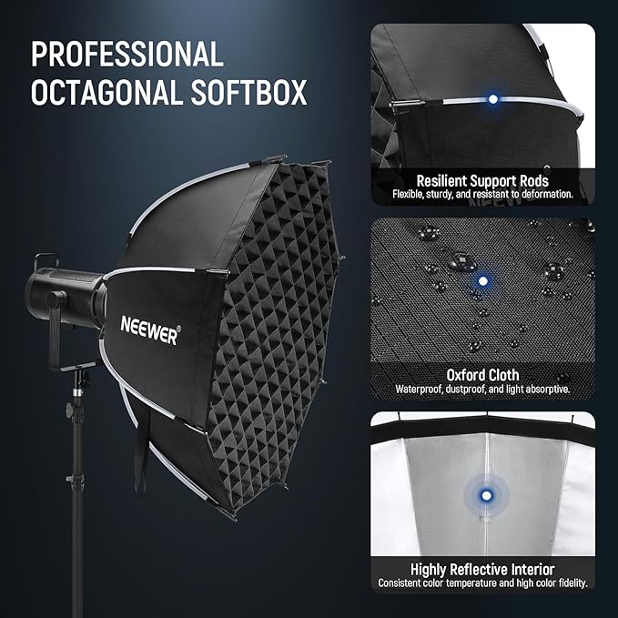 NEEWER 35.4'' Octagonal Softbox, Quick Release Parabolic Soft Box