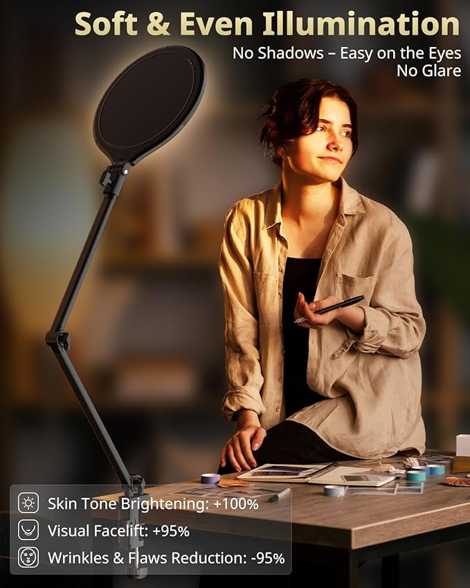 UBeesize 10" Key Light for Streaming, Desk Ring Light