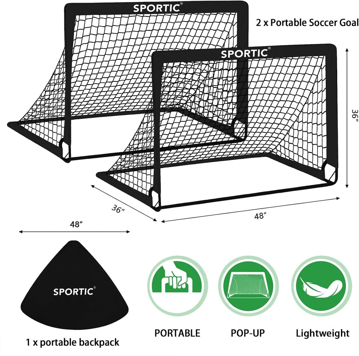 Pop Up Soccer Goal Net Set by [Brand Name] - 2 Pack 4' x 3' Portable Goals for Kids | Indoor & Outdoor Use
