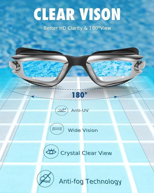 Aegend Swim Goggles for Kids | Anti-Fog, Anti-UV Comfort Fit for Ages 3-14