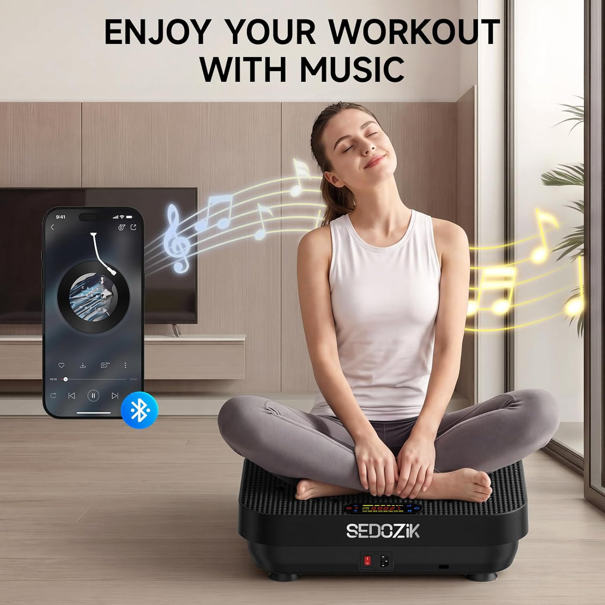 SEDOZIK Vibration Plate - 450lb Capacity Whole Body Shaker for Lymphatic Drainage & Weight Loss | Bluetooth, 120 Speeds