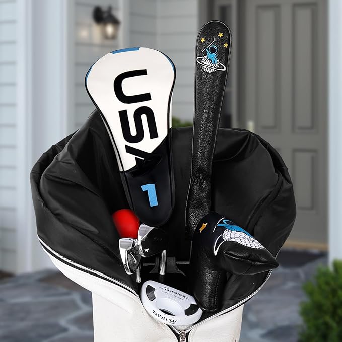 Astronaut Series Golf Headcovers, Synthetic Leather Golf Head Covers for Driver, Fairway Wood and Hybrid, Golf Putter Covers for Mallet and Blade