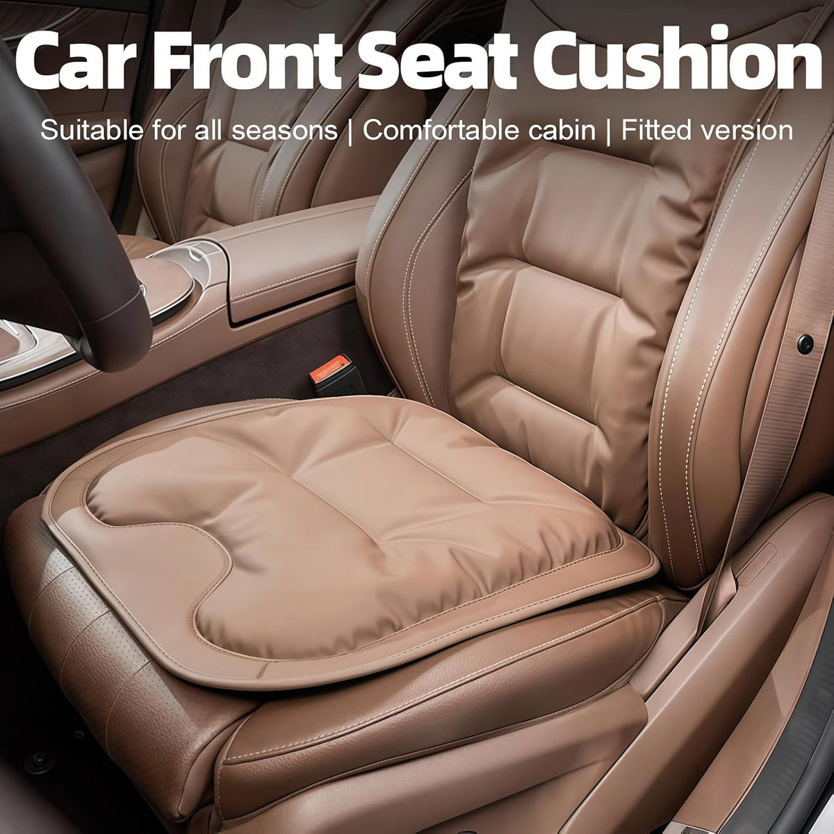Car Seat Cushion, 2026 New Skin-Friendly Leather Seat Cushions, Breathable Dirt-Repellent Memory Foam Pad for Most Auto & Office Chairs (Black)