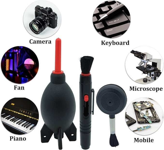 Lens Cleaning Kit Contains 2 Pcs Rubber Rocket Air Blower Duster, Lens Cleaning