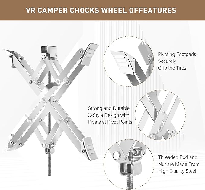 RV Stabilizer Wheel Chock XL Fit 3.5” to 17” Camper Wheel Chock Stabilizer Scissor with Accessories Pair for Travel Trailer, Heavy Duty Tire Wheel Chock Scissor Large Locking X Chock, 2Pack