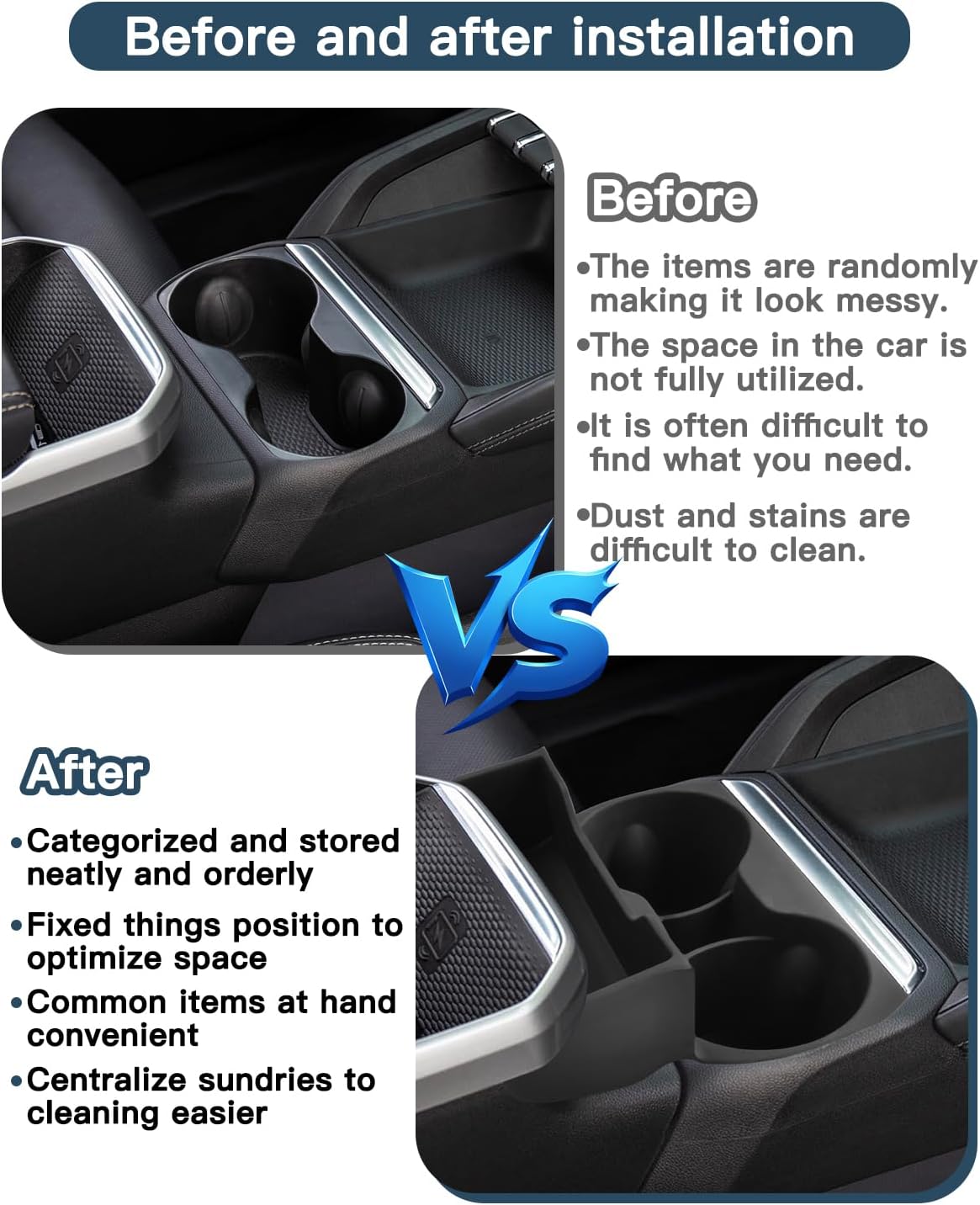 Ruiya 2027 Terrain Center Console Cup Holder for GMC Terrain 2027 Accessories Silicone Material 2 in 1 Console Organizer with Cup Holder Compatible with 2025 2026 2027 GMC Terrain Elevation/AT4/Denali
