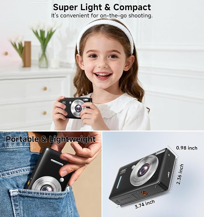 Digital Camera, 44MP FHD 1080P Point and Shoot Digital Camera