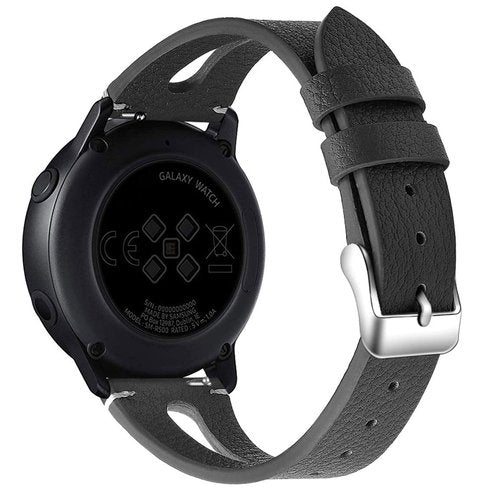 Lamshaw DR03, DR05, DR06 Smart Watches Bands, Quick Release Slim Vintage Leather Strap Replacement Compatible with Yoever, KIBFLE, TOOBUR, DR03, DR05, DR06 Smart Watches (Black, 18mm size band)