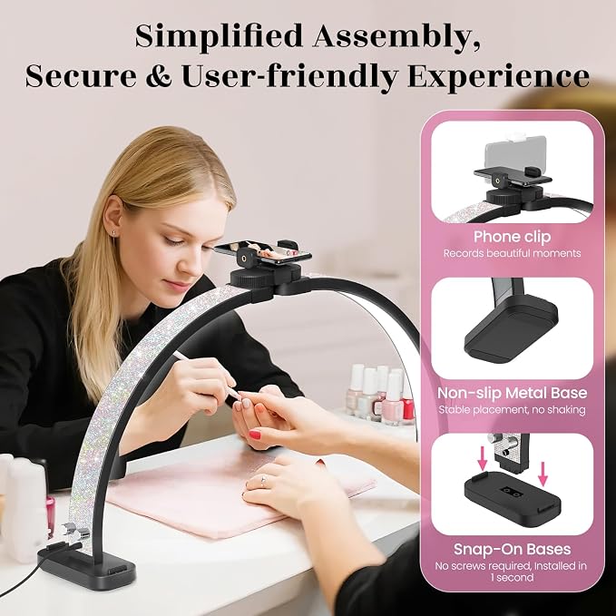 Half Moon Manicure Table Light: 31-inch Half Moon Light