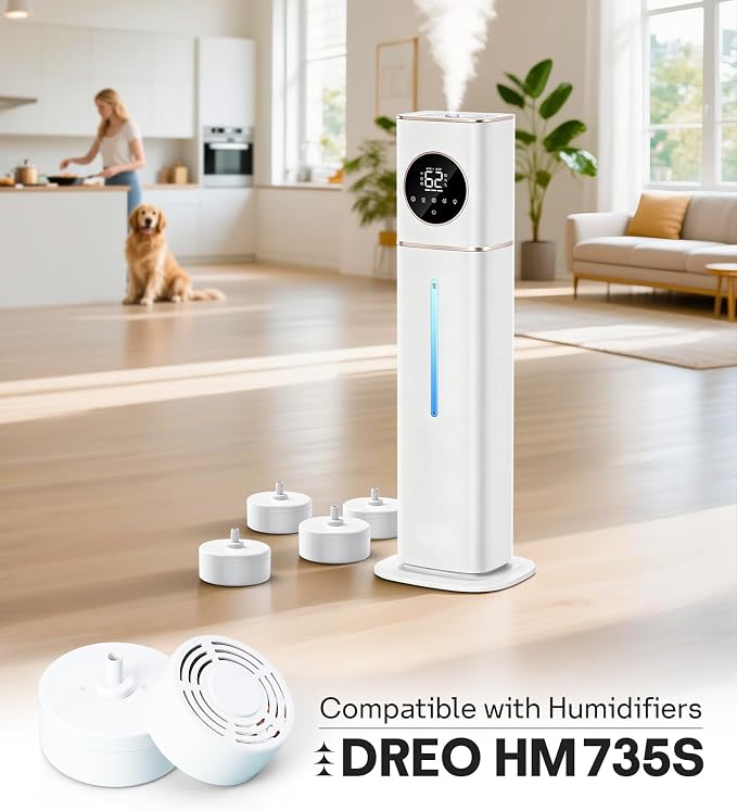 Leemone HM735S Demineralization Cartridge fit for Dreo Humidifiers HM735S, Prevent Mineral Build-up, Scale-Inhibitor, Extend Humidifier Life, Safe Material, 4 Pack