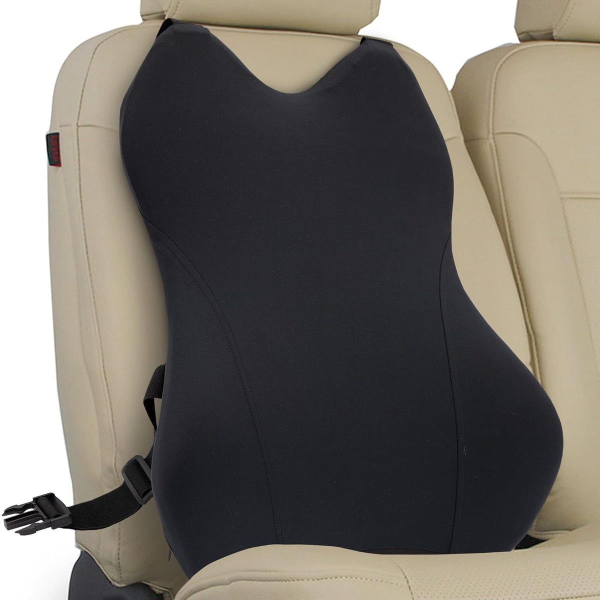 Cheer Collection Lumbar Support Pillow for Car Seat, Memory Foam Lower Back Cushion with Adjustable Straps, Ergonomic Design, Washable Cover