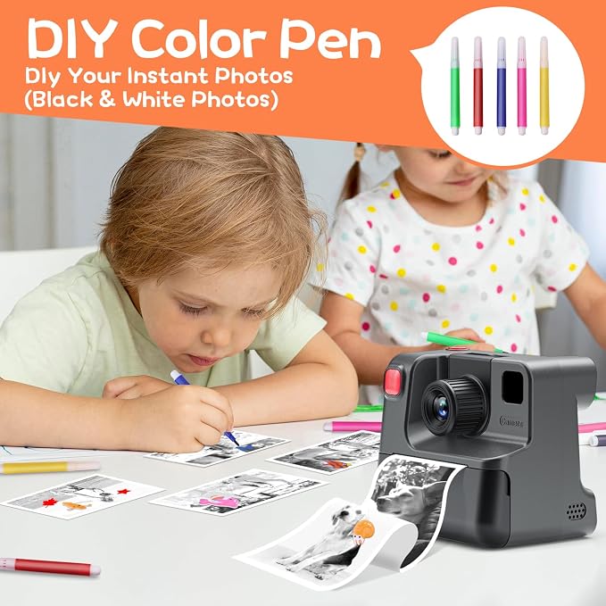 Instant Print Camera for Kids, 1080P Kids Instant Cameras, HD Digital Video