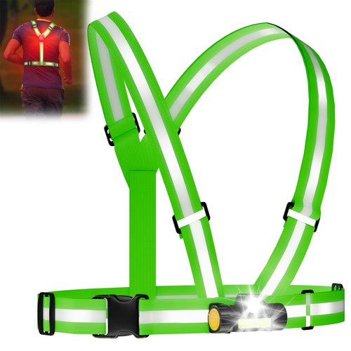 LED Reflective Vest Running Gear for Men Women, Adjustable 90°Angle Running lights for runners, High Visibility Reflective Running Vest,USB Rechargeable Light Up for Cycling Jogging Night Walking