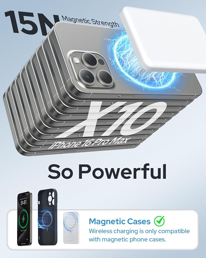 TRKOY for Magsafe Portable Charger, 5000mAh Wireless Magnetic Power Bank with USB C Charging,Travel Essential for Magsafe Battery Pack Compatible with iPhone 17/16/15/14/13/12 Series, Snow White