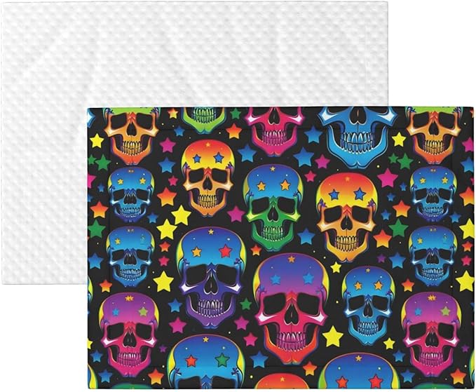Reversible Dog Blanket for Beds Couches, Colorful Stars Neon Skulls, Double Sided Cat Blanket with Textured Dot Feel and Smooth Feel for Seasonal Comfort All Year